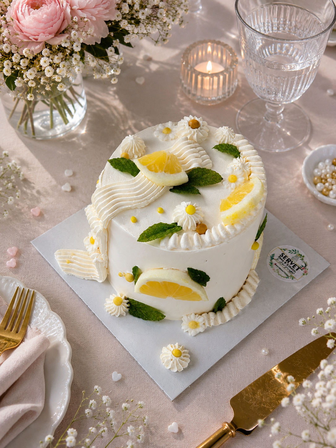 Limonlu naneli beyaz pasta — Servet Pasta